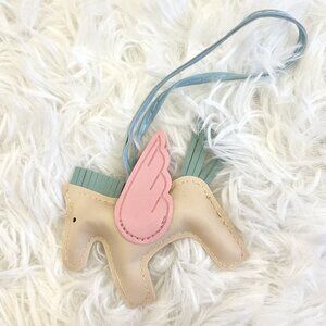 Pink and Beige Pegasus Horse Bag Charm or Keychain